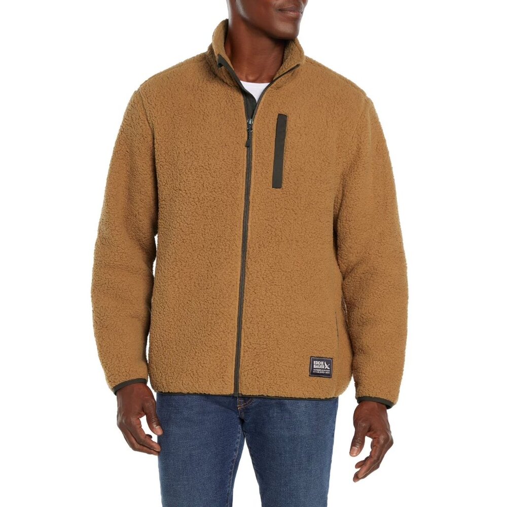 NEW Eddie Bauer Men's Fleece Jacket Tobacco Brown XL